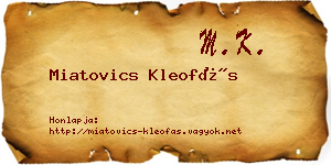 Miatovics Kleofás névjegykártya
